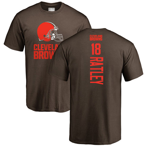 Men Cleveland Browns Damion Ratley Brown Jersey 18 NFL Football Backer T Shirt